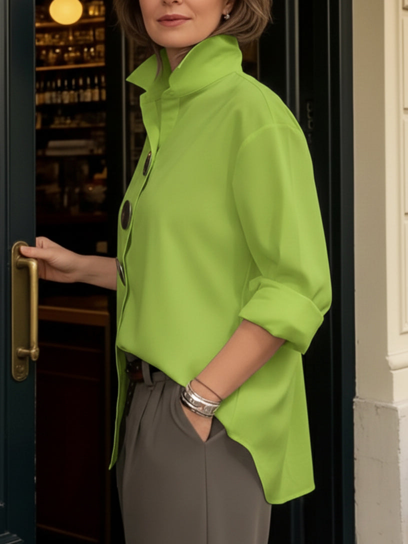 Rosaline™ | Statement Button Stand Collar Blouse