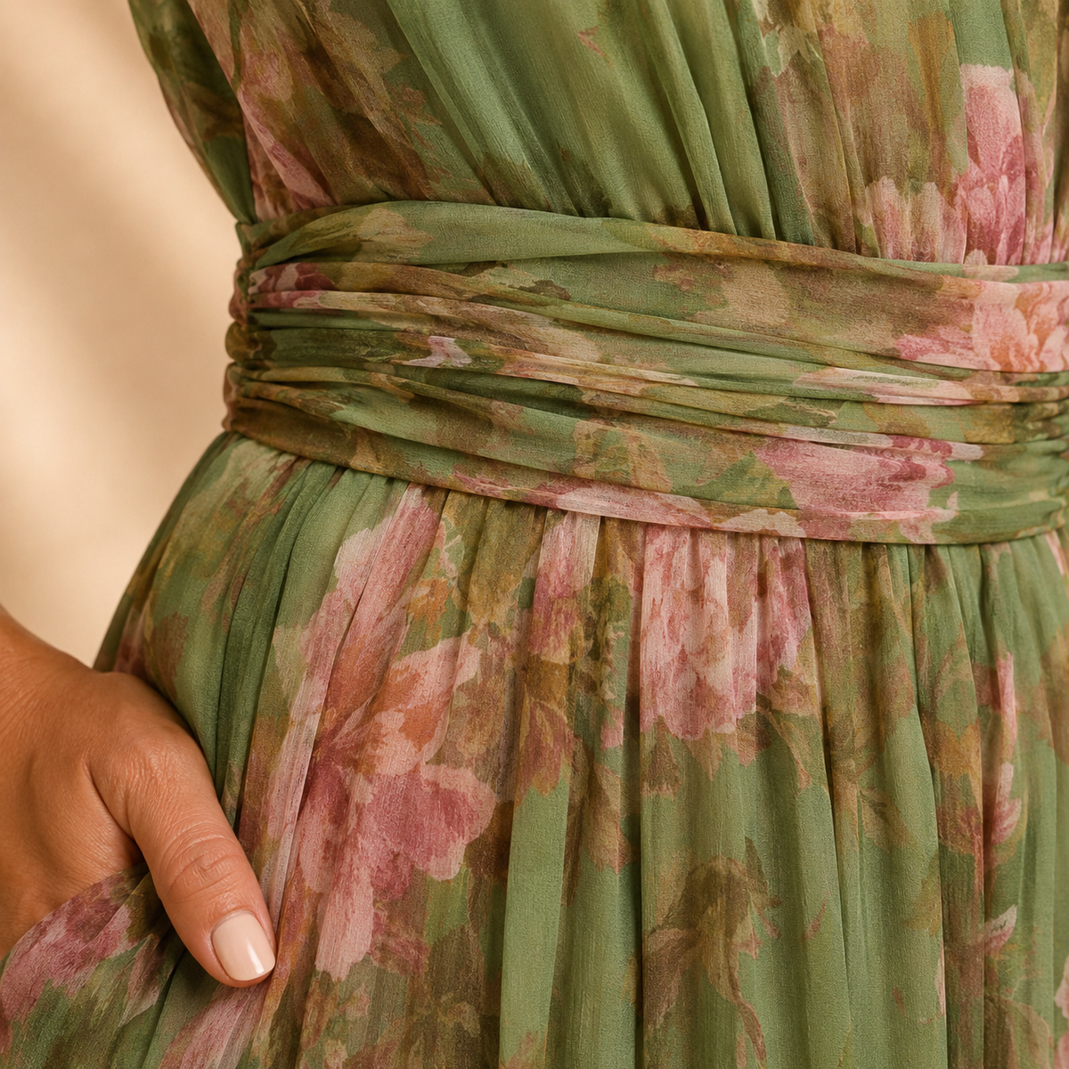 Elena | Maxi Halterjurk met Romantische Bloemenprint