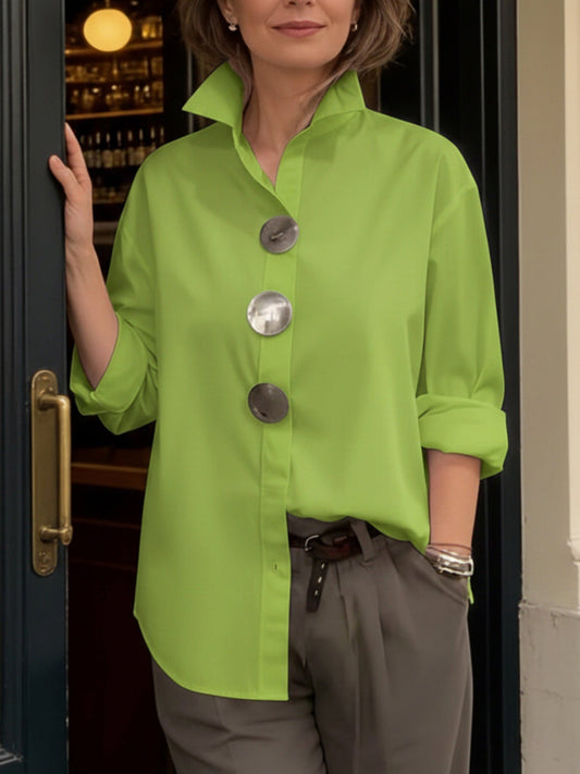 Rosaline™ | Statement Button Stand Collar Blouse