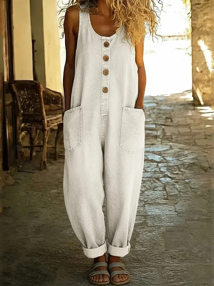 Ruth™ | Vintage Washed Cotton Denim Overalls