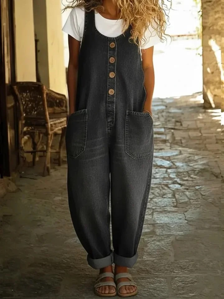 Ruth™ | Vintage Washed Cotton Denim Overalls